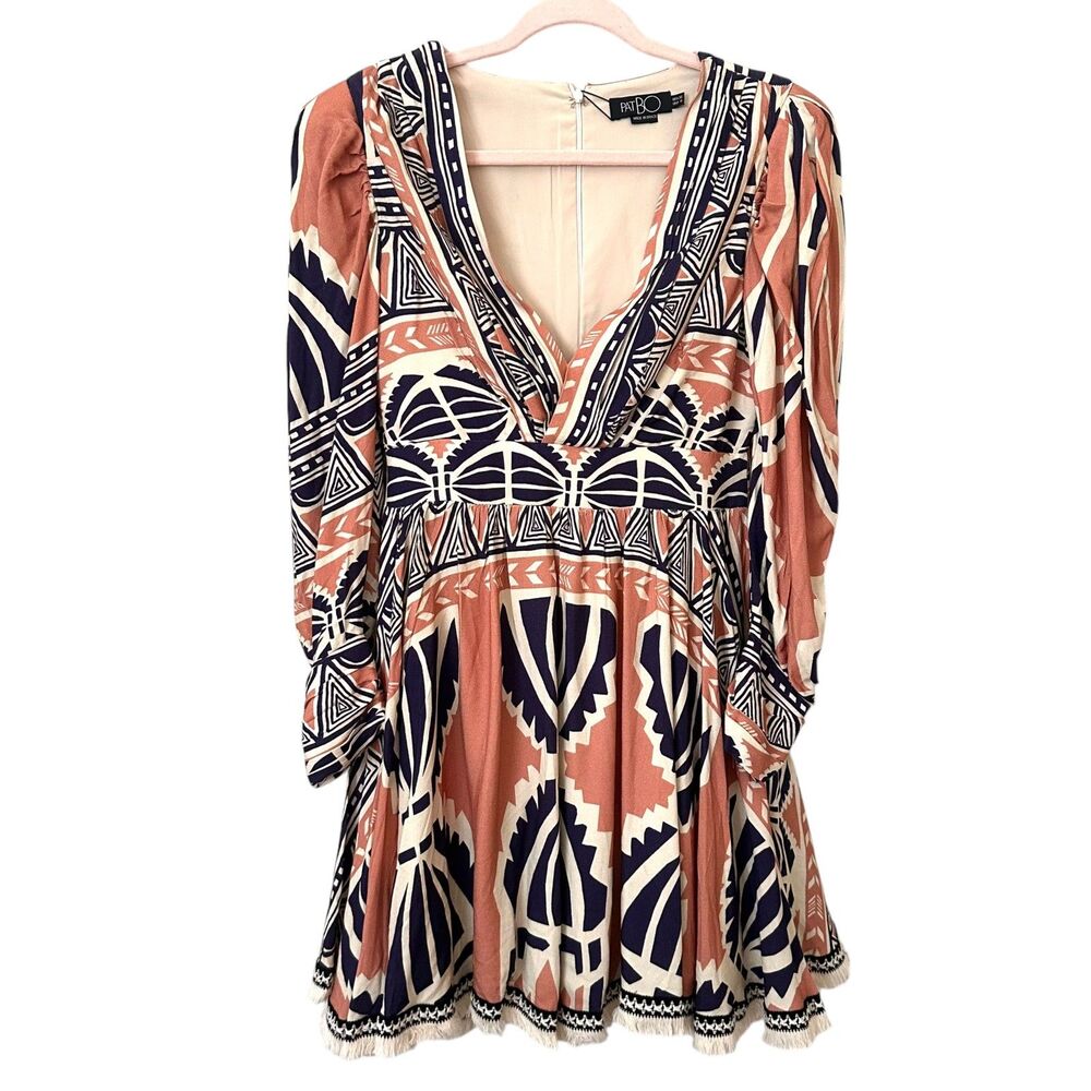PATBO Aztec Print Fringe Boho‎ Mini Dress NWT Sz 6/38